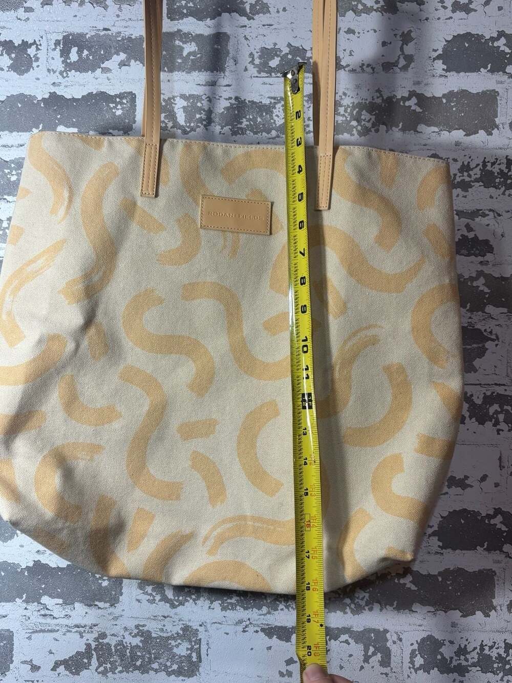 NWT Rodan + Fields Yellow Abstract Swirl Pattern Canvas Tote Bag